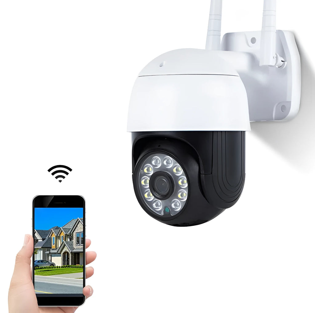 Wireless outdoor night vision wide-angle dome network camera with 2MP 1080p resolution and ABS housing