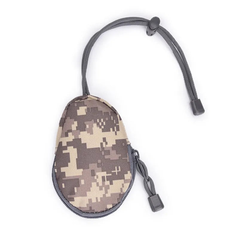 Black Oxford cloth outdoor key bag with telescopic rope and zipper, shown at 13cm by 8cm size.