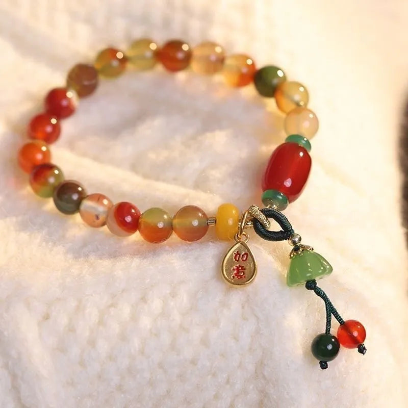 M990 Lotus Ruyi bracelet with mixed materials and national style lotus decorative elements