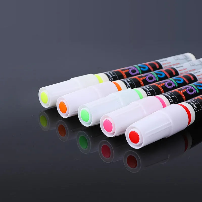 8-colour and 12-colour electronic fluorescent board highlighter pen with 6mm oblique tip on a card.