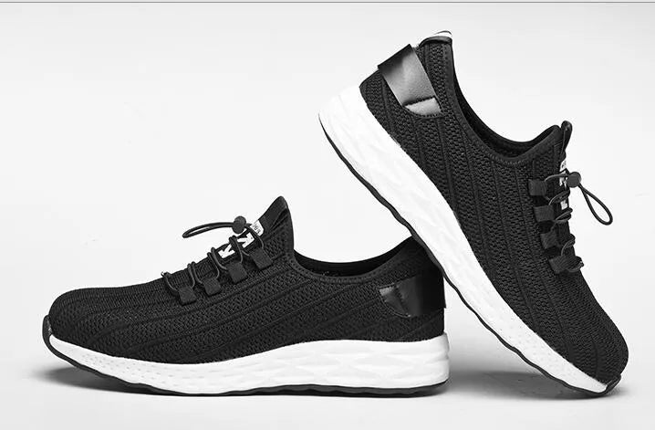 Fuhao Taihua black anti-smashing steel toe cap protective shoes with flying net upper and ventilation holes, low-cut style