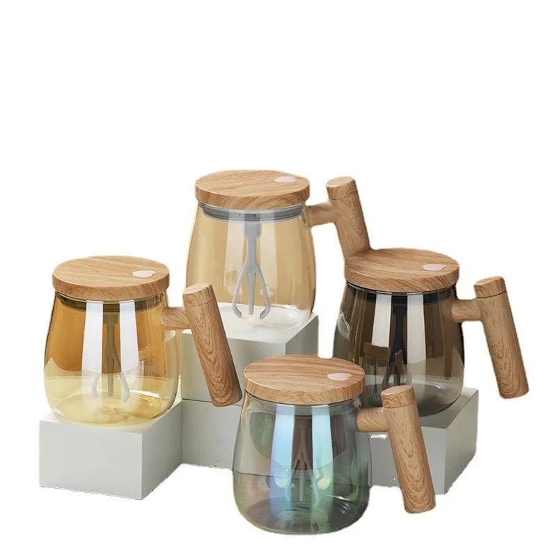 400ml electric self-stirring borosilicate glass coffee mug in champagne gold colour