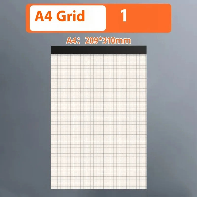 A5 and B5 writing pads notebook with tear-away pages in grid, lined, and blank paper styles.