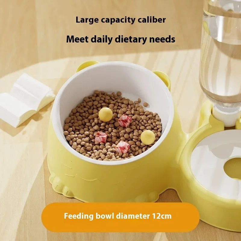 Automatic drinking pet basin for cats with two plastic bowls in a choice of five colours.