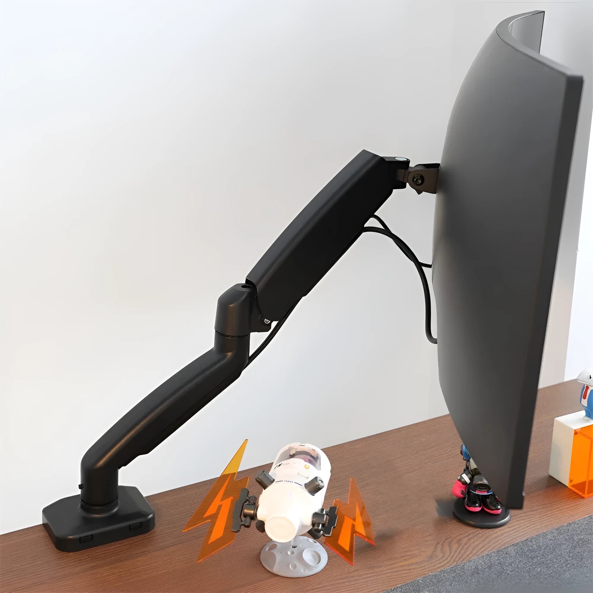Black metal LCD screen rotating telescopic bracket elevated rack on table
