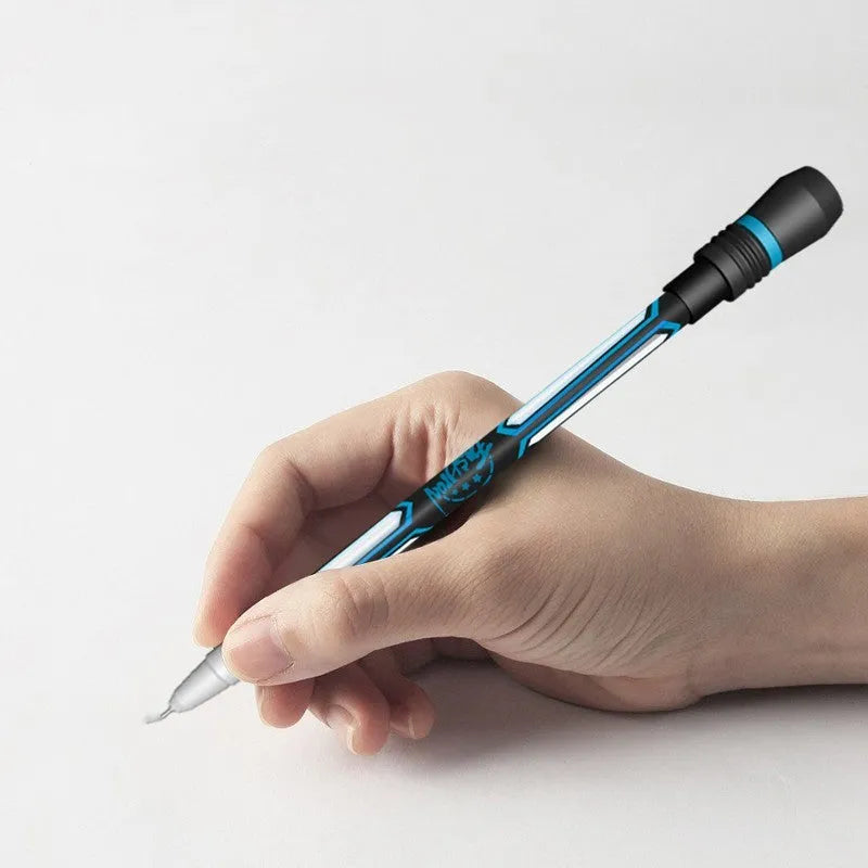 Frosted silica gel anti-slip rotary pen with 0.35mm writing needle tube showing textured grip area