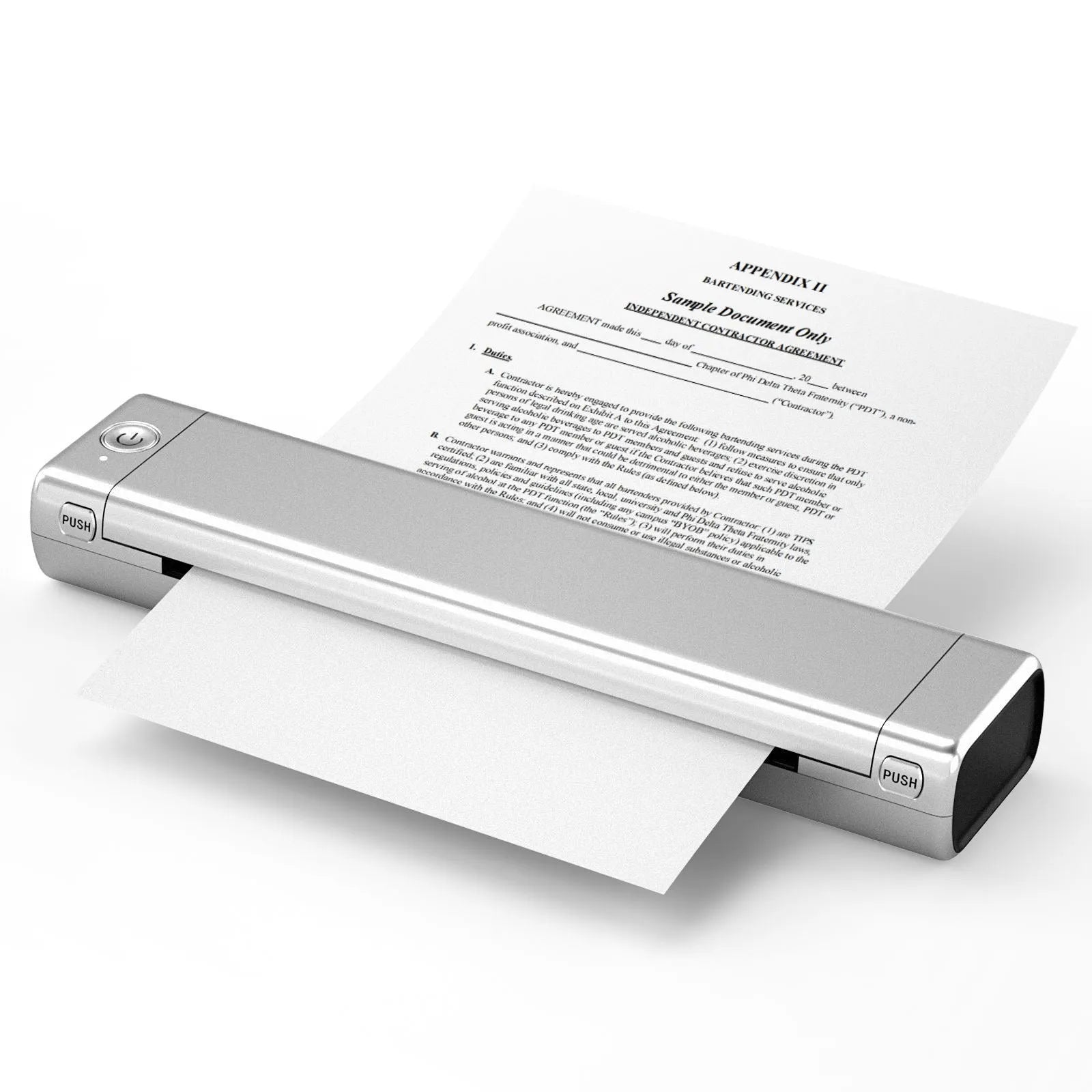 Phomemo M08F portable A4 thermal printer in various colours with charging cable