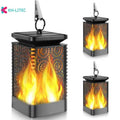 Black solar-powered hanging flame torch light for garden and patio decoration