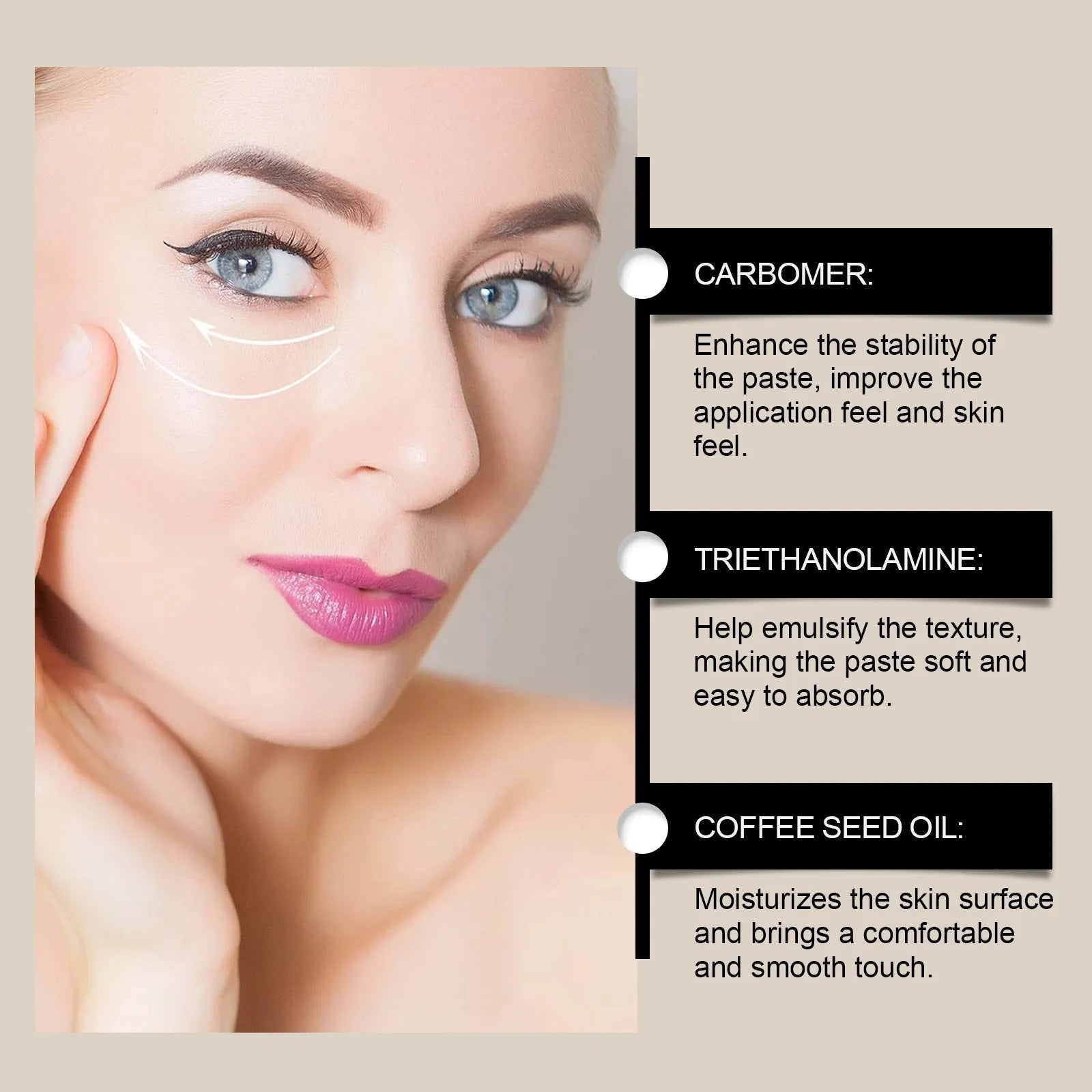 30g facial sheet mask with coffee seed oil and glycerin measuring 5.1x3.9cm