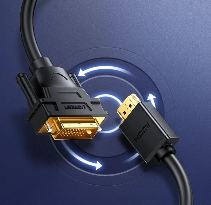 HDMI to VGA adapter cable with gold connectors, shown in multiple lengths for laptop to monitor connection