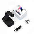 Three-in-one wireless charging station in black or white charging phone watch headphones