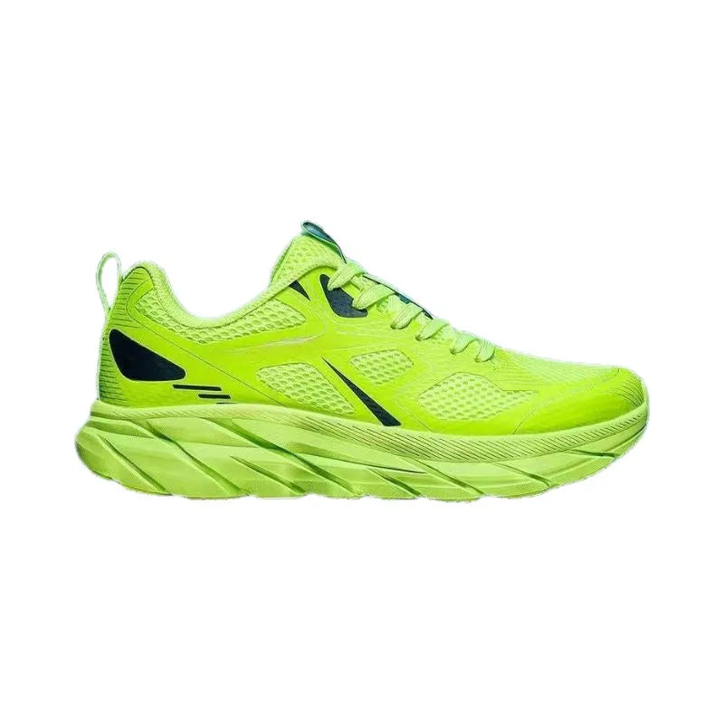 Pair of beige mesh casual running shoes with round toe and plastic sole on a white background.