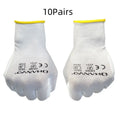 White PU-coated labour gloves with extended 24cm length for forearm protection