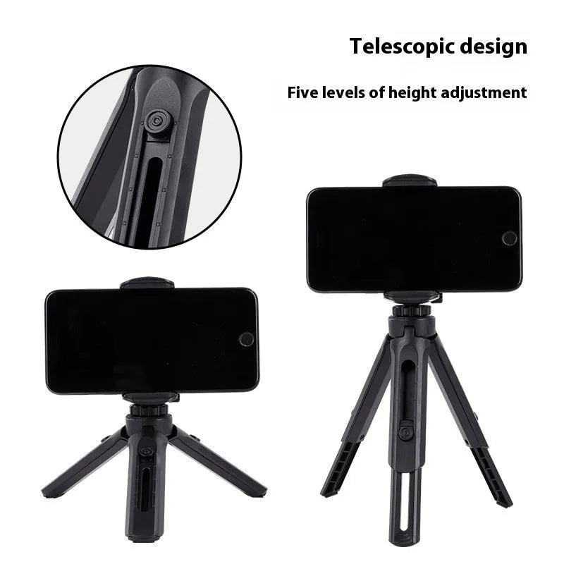 Black plastic desktop tripod phone holder with universal bracket for Xiaomi Apple Huawei smartphones