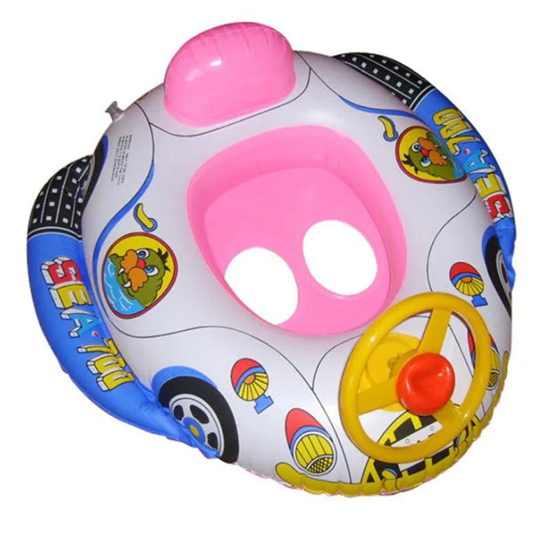 Baby Kids Toddler Swimming Pool Swim Seat Float Boat Ring with Fun Cartoon Designs Environmentally Friendly PVC 25mm Thickness Outer Diameter Options A B C