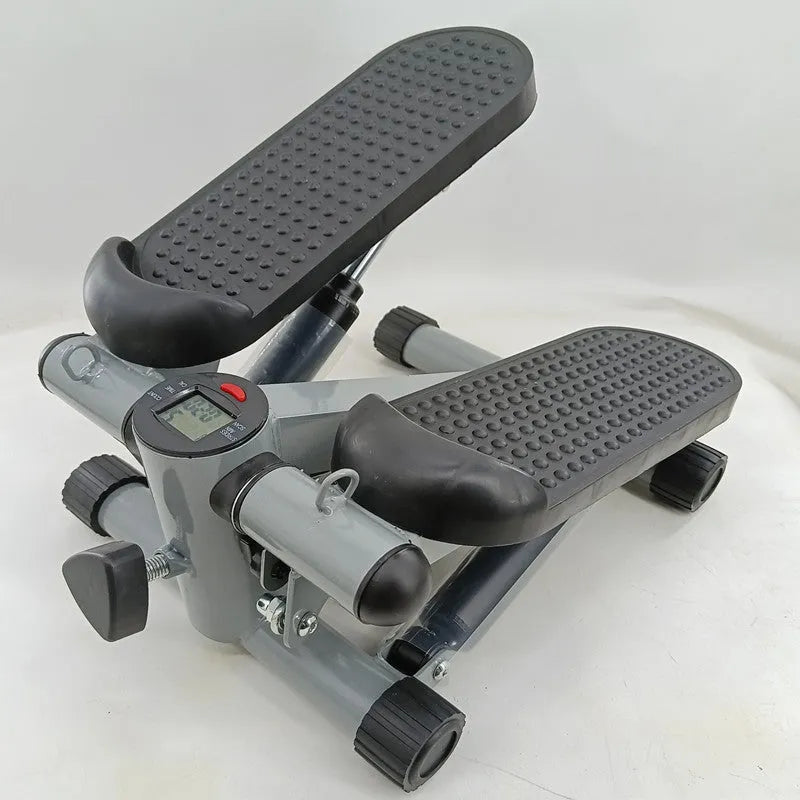 Silver grey household mini treadmill step machine with hydraulic resistance for waist slimming