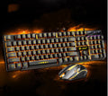 Limei GTX300 backlit gaming keyboard and mouse set in black and white on a desk.