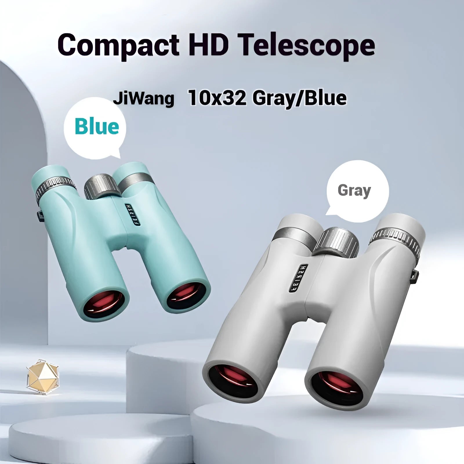 Wine red film imaging binoculars with 10x32 magnification in blue or grey colour options