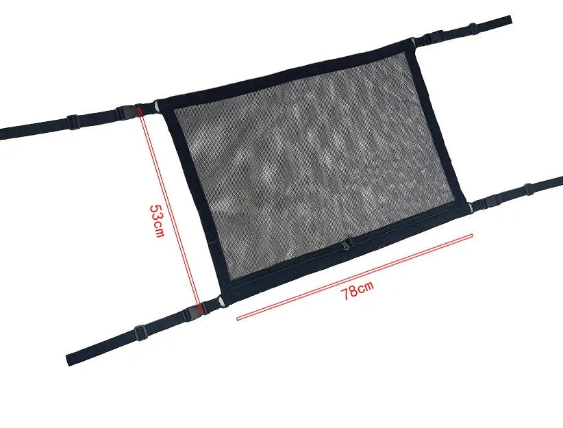 Hanging car boot storage bag double-layer mesh non-woven fabric black with drawstring 60x80cm