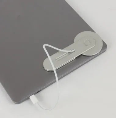 Aluminium magnetic laptop expansion bracket in silver colour for Apple MacBook desktop organisation