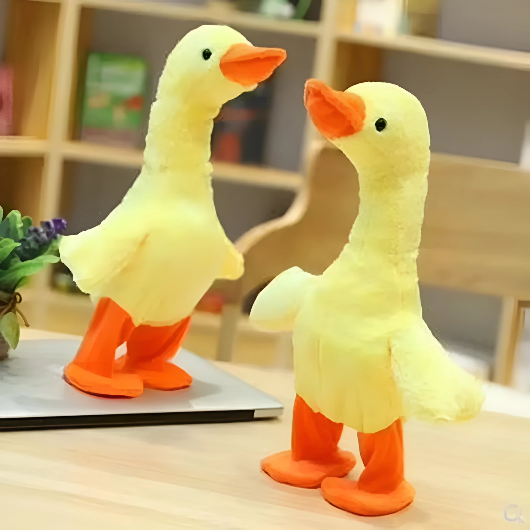 USB rechargeable little yellow duck plush toy singing with neck lifting, 30cm, yellow colour variant A