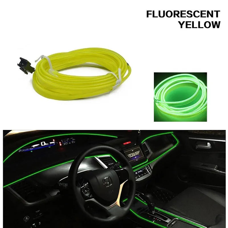 Six-metre long USB-powered LED light cable for car interior ambient lighting in multiple colour options