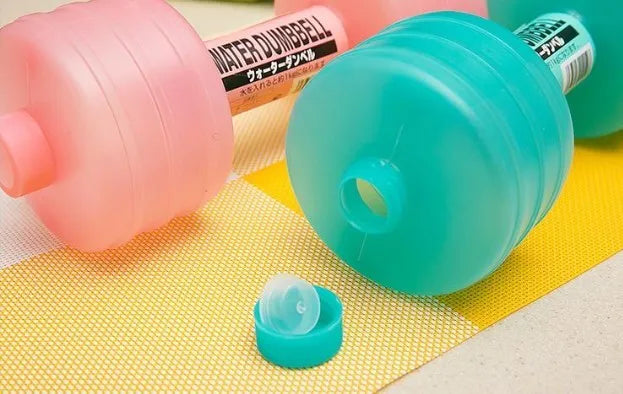 Water-filled fitness dumbbells for women, polypropylene, pink or green, 2pcs, approx. 1kg each when filled