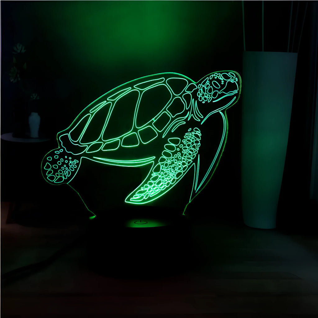 3D turtle-shaped LED night light with acrylic shell and remote control
