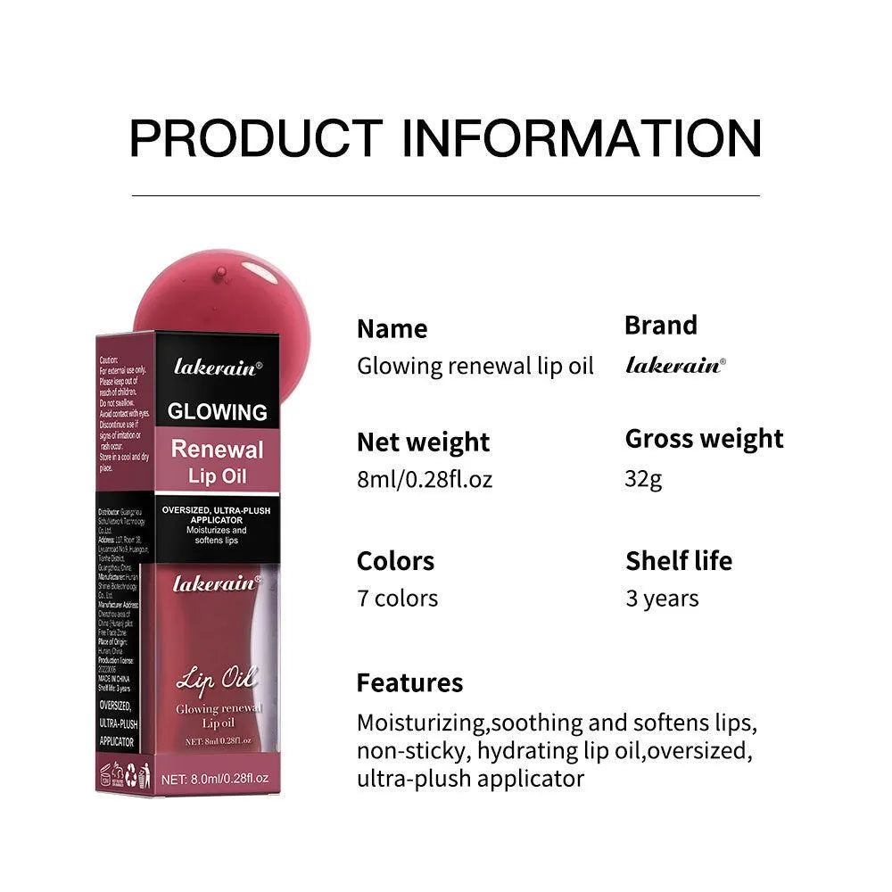 Lakerain Lip Gloss Oil tube in 8ml size with a glossy finish