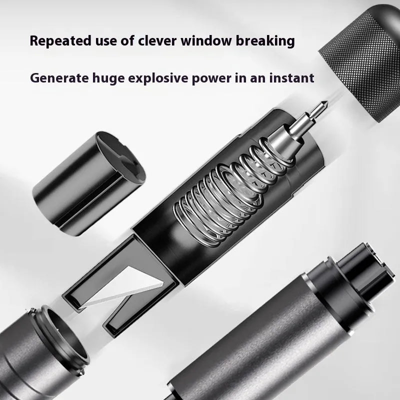Gun grey aluminium alloy car safety hammer with seatbelt cutter at 87mm length
