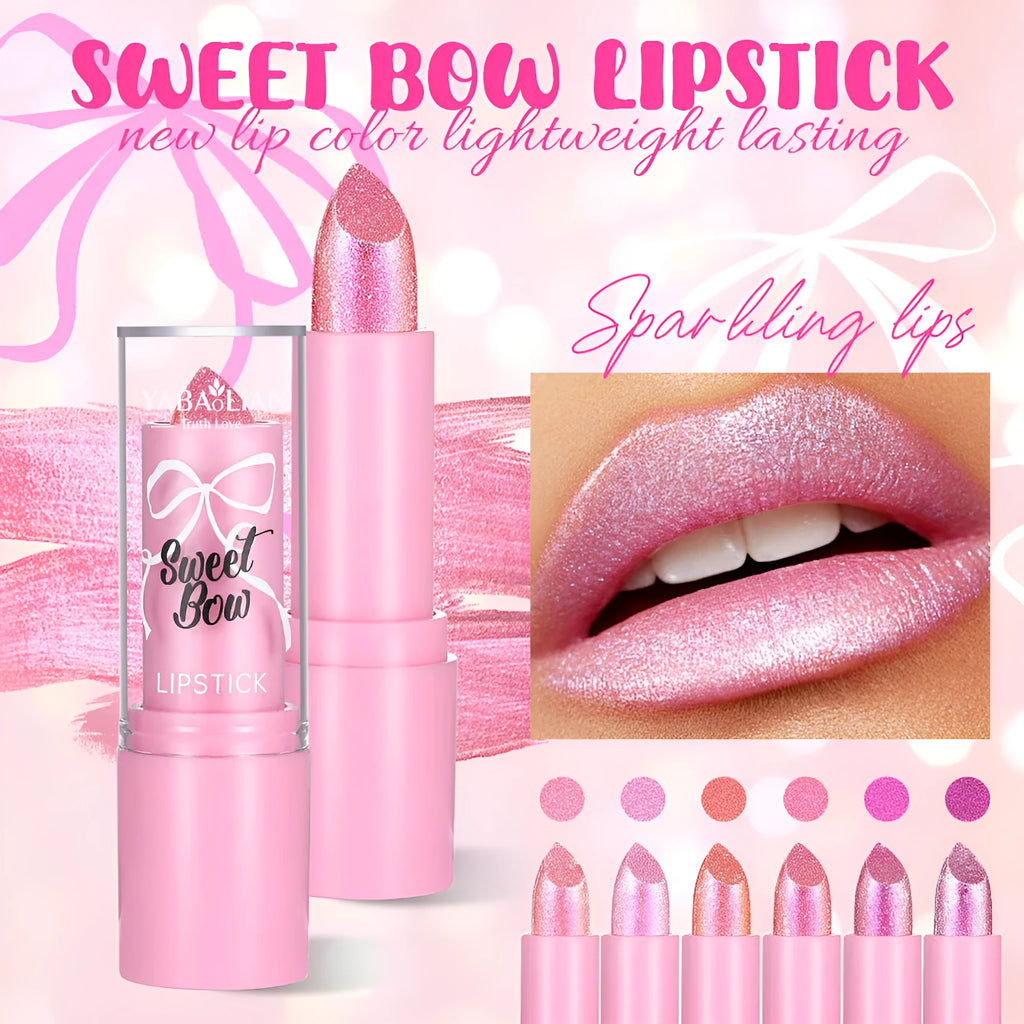 Sweetheart Bow design Starlight Diamond lipstick in six colour options with anti-discoloration properties