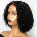BOB Kinky Curly real hair wig for ladies, short black colour with Qi bangs, 150% density