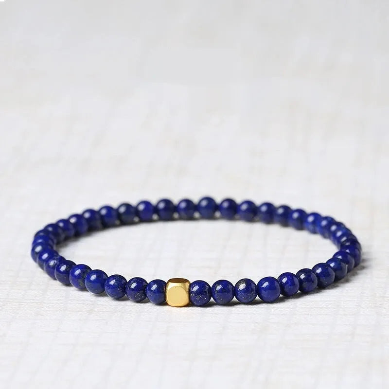 Geometric green gold stone natural crystal bracelet with a 16mm bead.