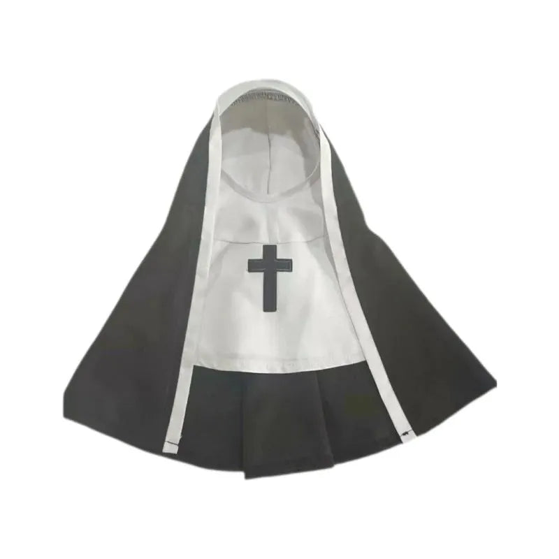 Black and white dog nun costume with cloak for Halloween pet parties