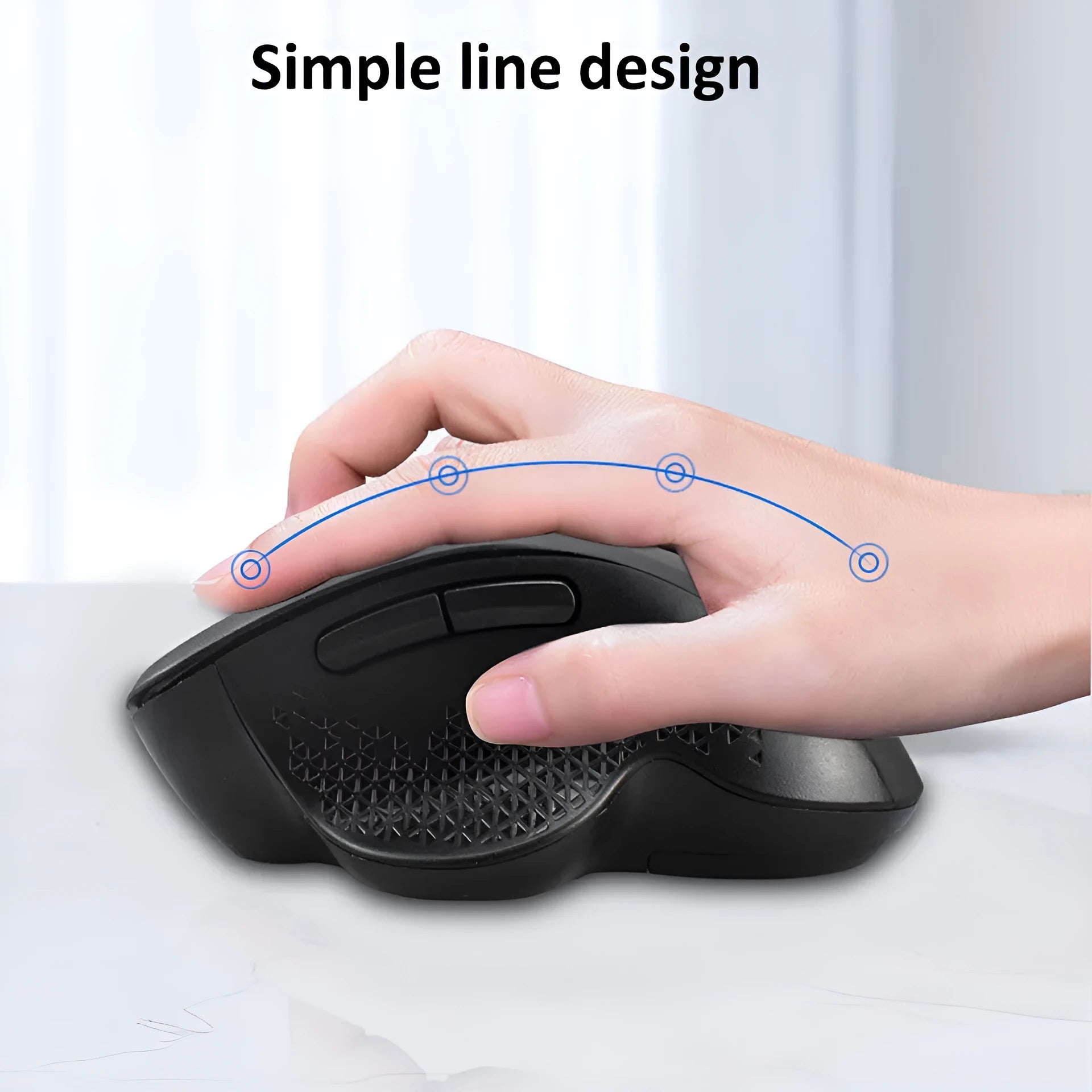 Grey and black wireless laptop mouse with USB charging cable showing compact dimensions