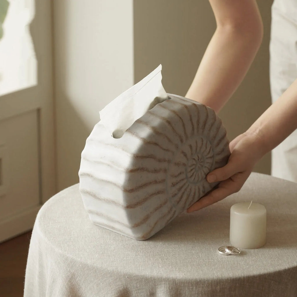 Resin conch ramble tissue box decorative cover for plastic tissue boxes
