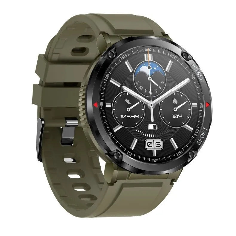 T30 Smart Watch with black silicone strap showing time and heart rate on its IPS screen.