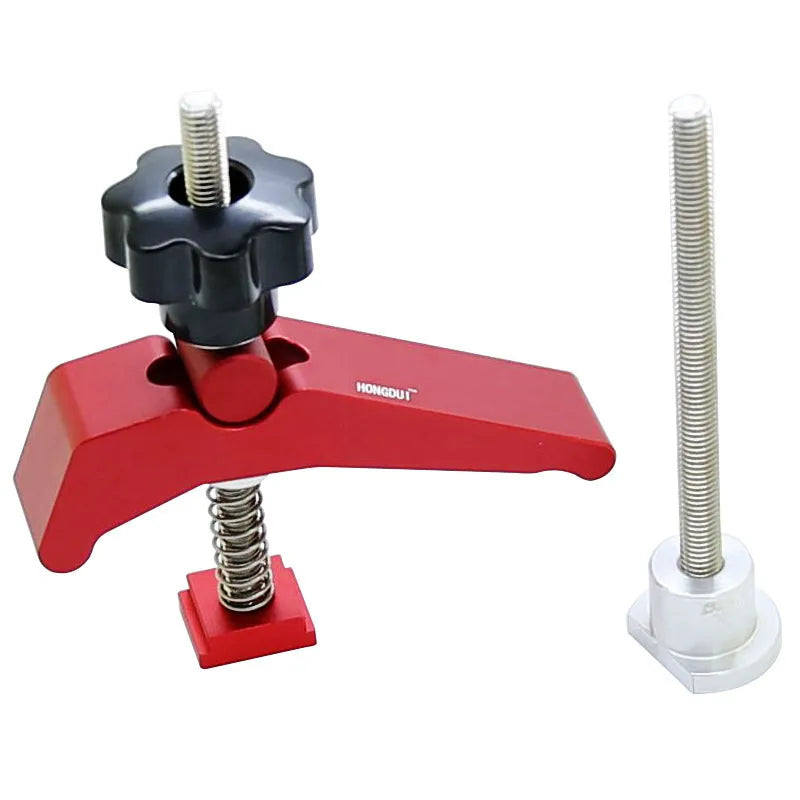 Red aluminium alloy woodworking table block slide holder with flat mouth clamp jaws