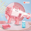 32-hole electric Bazooka bubble machine gun in cherry pink colour with LED illumination