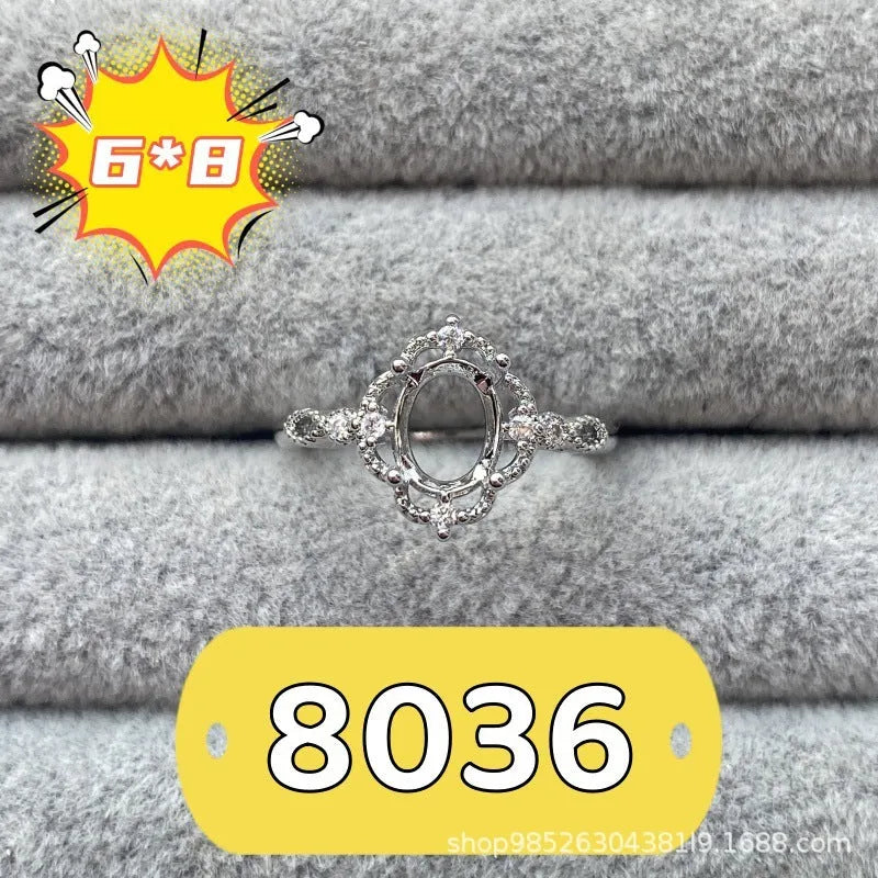 Oval denier ring with open mouth design, 6*8mm stone, and five-pointed star decoration