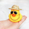 Straw hat yellow duck car dashboard ornament with matte finish and included accessories