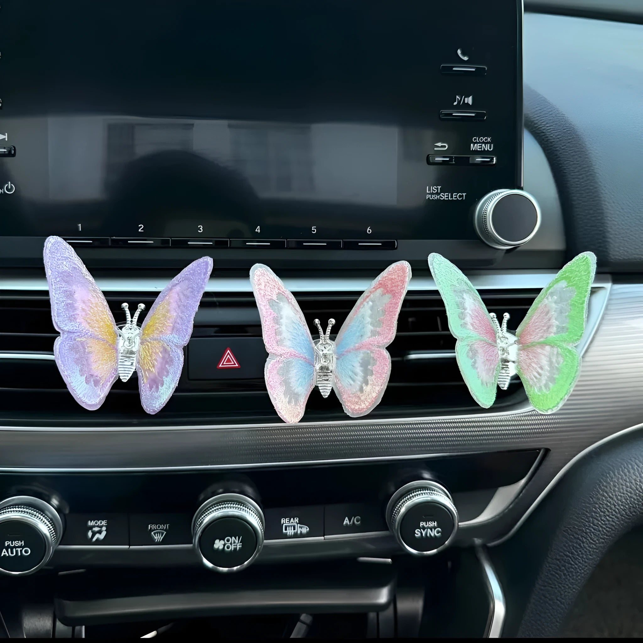 Fabric moving embroidery butterfly car air vent decoration in healing series colours