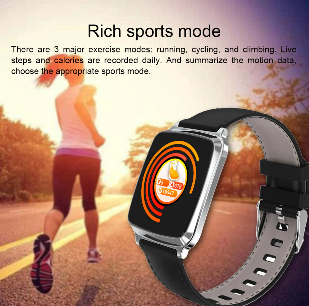 M8 multi-function smart bracelet in black on a wrist, showing heart rate monitoring display.