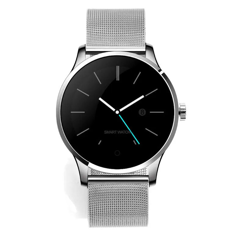 K88H smartwatch on wrist showing heart rate data on its 1.3-inch IPS screen.