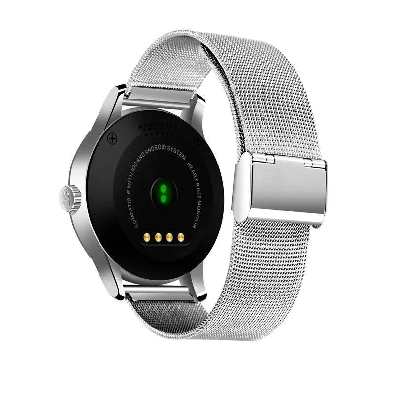K88H smartwatch on wrist showing heart rate data on its 1.3-inch IPS screen.