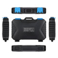 Black waterproof memory card case for 4CF 8SD 9TF SIM cards with blue TPV seal, 11.5 x 7.0 x 2.05 cm