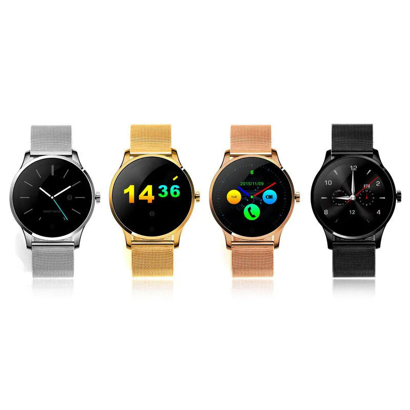 K88H smartwatch on wrist showing heart rate data on its 1.3-inch IPS screen.