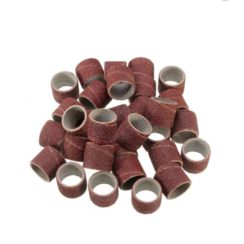 150-piece electric grinder accessory set with various discs and bits on a white background.