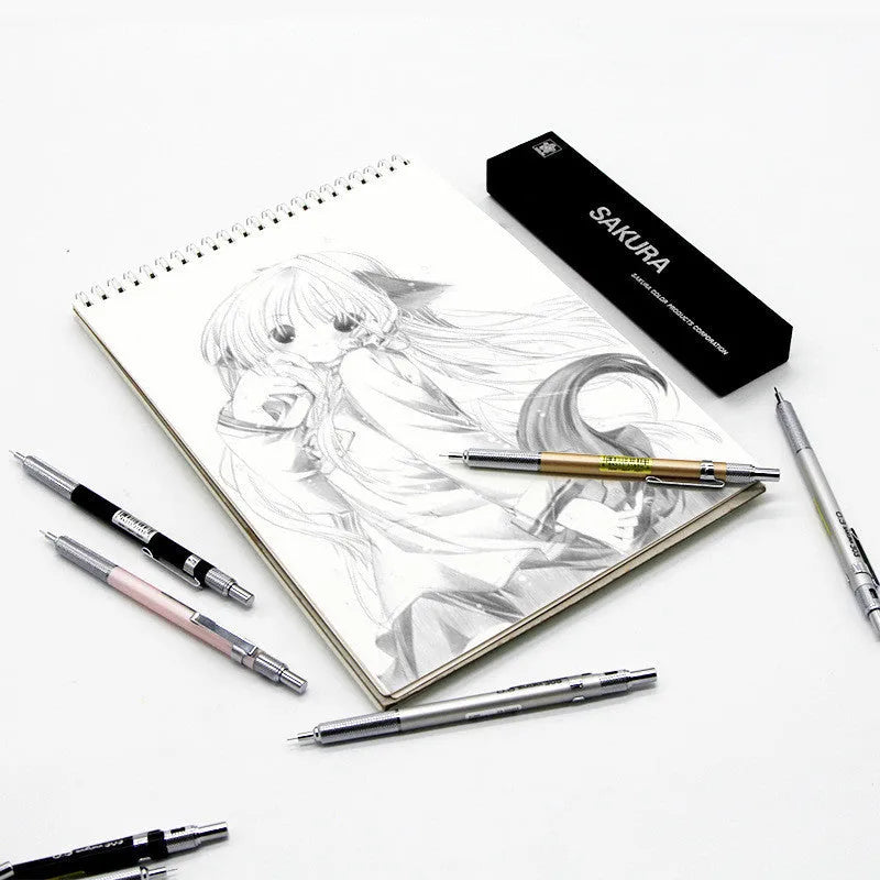 Japanese cherry mechanical pencil with metal construction in gold silver black or pink colours