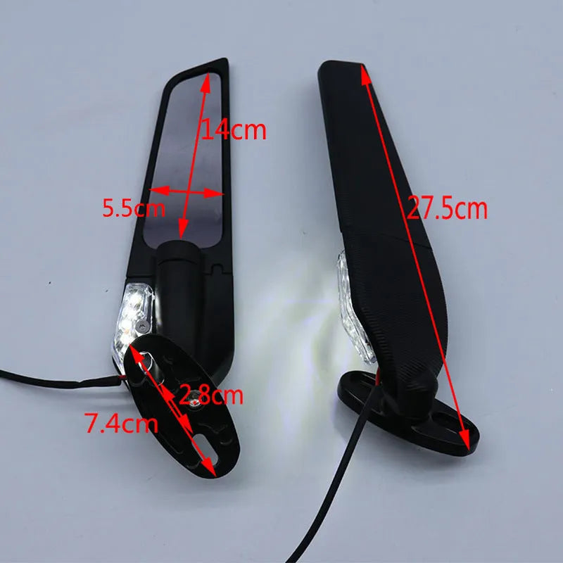 Pair of yellow light motorcycle spoiler rearview mirror reflectors with aluminium alloy housing
